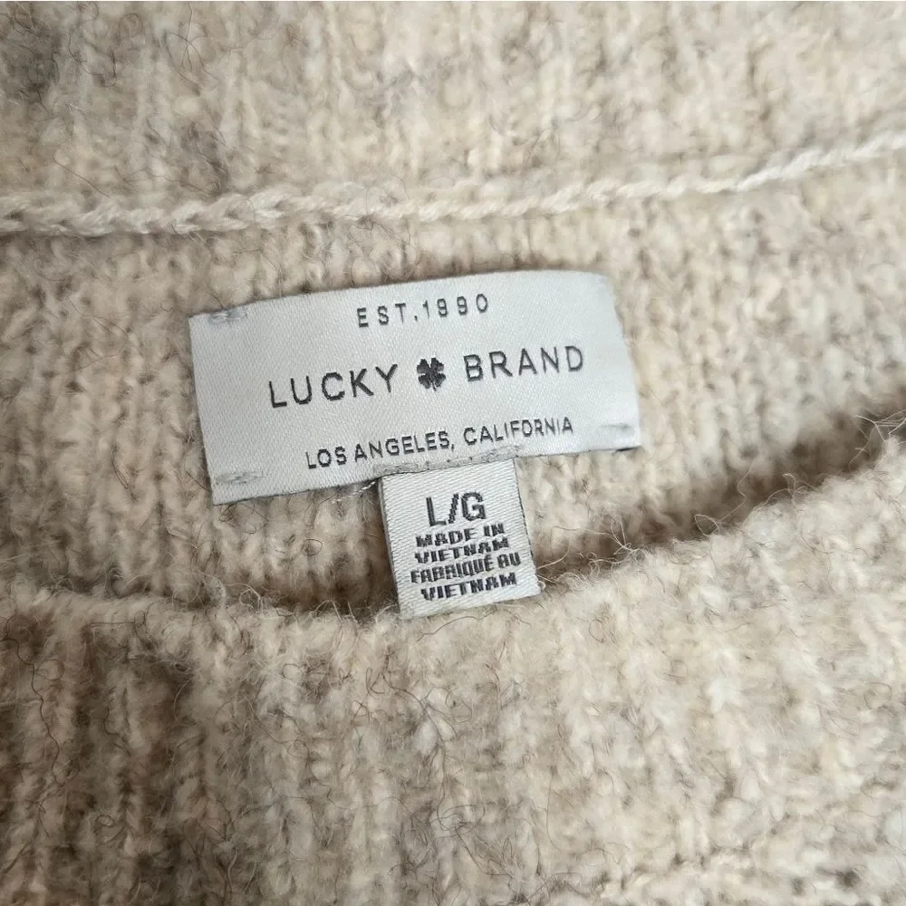 LUCKY BRAND cable knit crew neck‎ wool blend sweater L